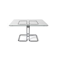 Design table TUCROMAglasspainted steel basechrome steel base