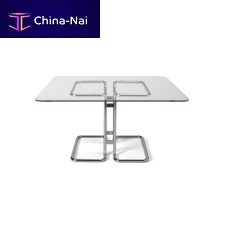 Design table TUCROMAglasspainted steel basechrome steel base