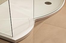 P-shaped shower base LUMIN8above floorstoneSolid Surface