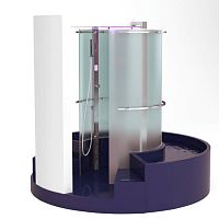 Multi-function shower cubicle EMY PLUSsteelwith hinged doorcircular