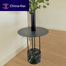 Contemporary side table Bijoux Perlesteelmarble basewith carbon base