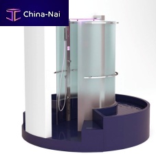 Multi-function shower cubicle EMY PLUSsteelwith hinged doorcircular