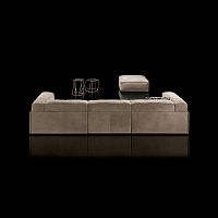 Contemporary sofa S-PERLAfabricleatherbrown