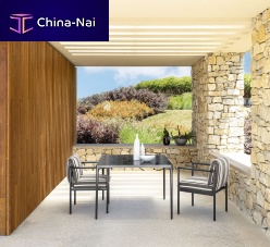 Contemporary dining table NALUenameled sandstonepainted aluminum basesquare