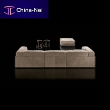 Contemporary sofa S-PERLAfabricleatherbrown