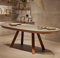 Contemporary dining table ESLAceramicmetal baseoval