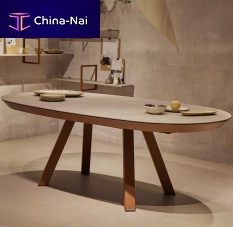 Contemporary dining table ESLAceramicmetal baseoval