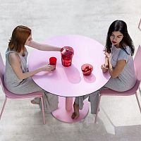 Contemporary dining table MONA thermo-lacquered steelgalvanised steel baseround