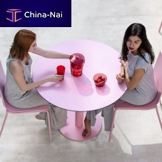 Contemporary dining table MONA thermo-lacquered steelgalvanised steel baseround