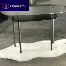 Contemporary dining table D2ASglasssteel basetrapezoidal