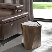 Contemporary side table 2134marblewalnut basewood veneer base