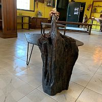 Rustic side table MC-24steelsteel baseoak base