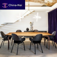 Contemporary table GAULINO MDFwood veneerwalnut base