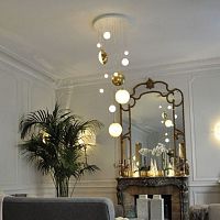 Pendant lamp LUNE & SATELLITEaluminumbrushed brassglass