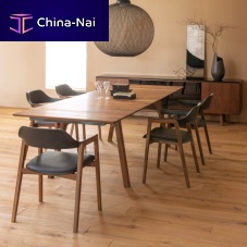 Contemporary dining table TENwalnutashash base