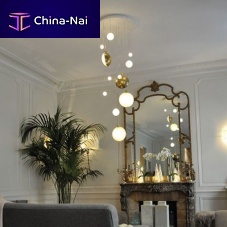 Pendant lamp LUNE & SATELLITEaluminumbrushed brassglass