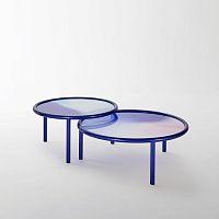 Contemporary table L.A. SUNSETpainted metaliron baseround