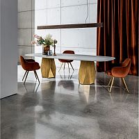 Contemporary dining table DEOD TWO BASESwoodentempered glasssmoked glass